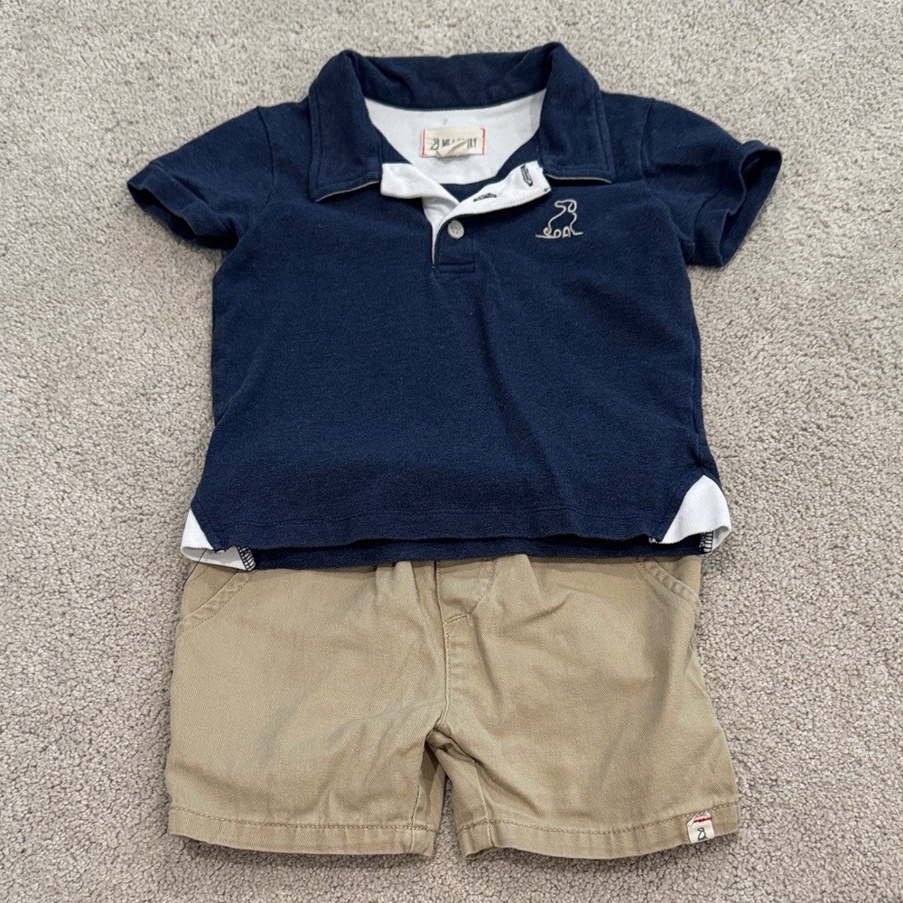 Navy Polo Matching Set with Khaki Shorts